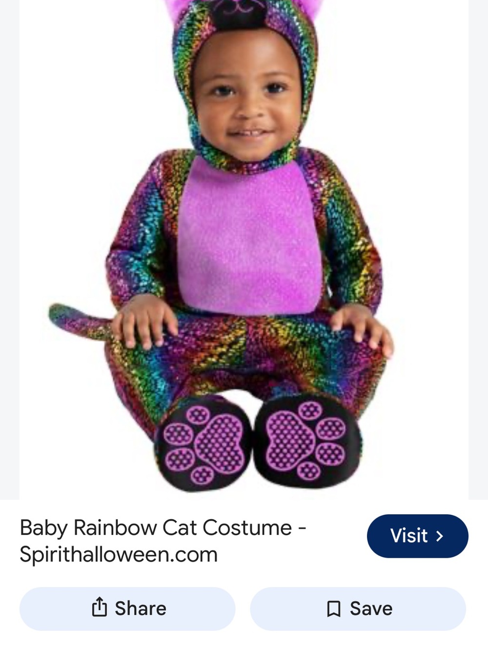 Spirit Rainbow Cat Costume in Pink and Multicolor Sequin